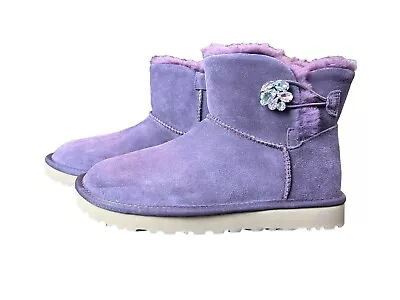 NEW W/o BOX Purple Suede UGG Bailey Crystal Button Boots Size 8 • $83.30