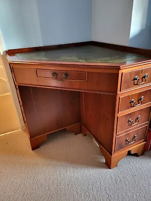 An Antique Reproduction Yew Twin Pedestal Corner Desk • £50