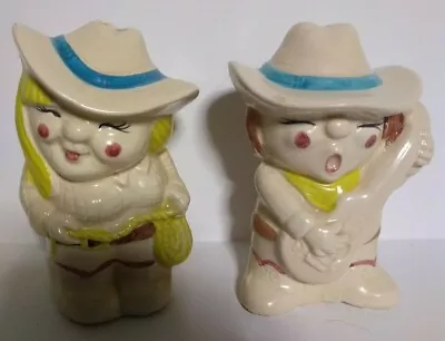 Enesco VINTAGE Western Singing Cowboy & Cowgirl Salt & Pepper Shaker Set Ceramic • $9.60