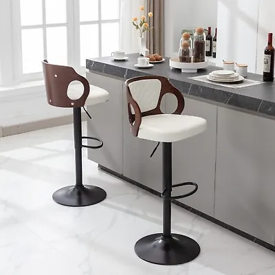 Set Of 2 Swivel Counter Height Bar Stool Adjustable Height Chairs PU Leather • $122.88