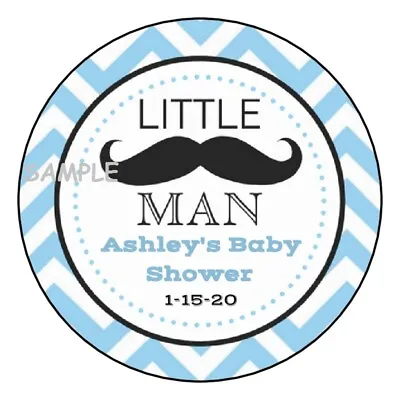 12 Personalized Little Man Boy Baby Shower Stickers Favors Labels Tags 2.5   • $4.99