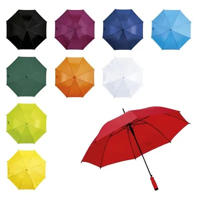 37  Large Polyester Unisex Umbrella Automatic Colourful Stick Handle Walk Rain • £9.99