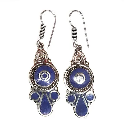 Exquisite Sterling Silver Nepalese Tribal Earrings Multi Colored Stones • $14.39