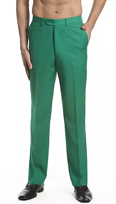 CONCITOR Men's Dress Pants Trousers Flat Front Slacks EMERALD GREEN Color 50 • $39.95