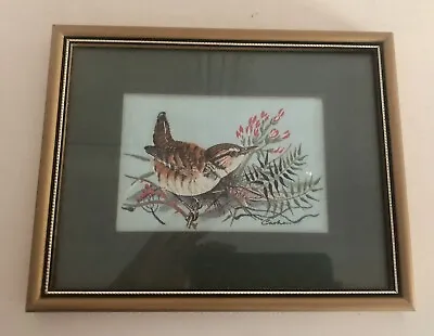 £9.99 • Buy Vintage Wren Bird By J&J Cash Silk Woven Art Picture Glazed Frame 6 X 7.5”