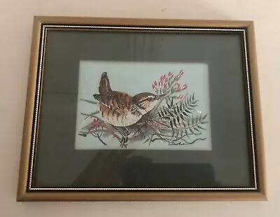 £9.99 • Buy Vintage Wren Bird By J&J Cash Silk Woven Art Picture Glazed Frame 6 X 7.5”