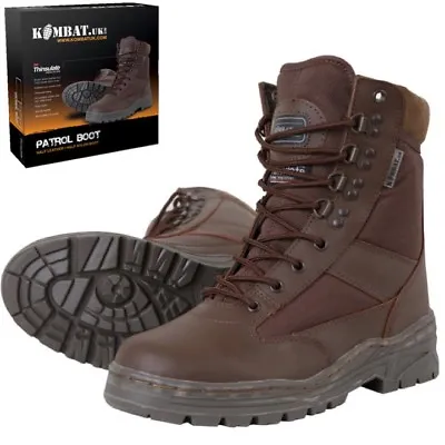 Brown Army Cadet Boots 1/2 Leather Combat Patrol Military Work Security Boy Mens • £39.99