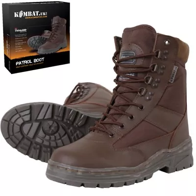 Brown Army Cadet Boots 1/2 Leather Combat Patrol Military Work Security Boy Mens • £29.99