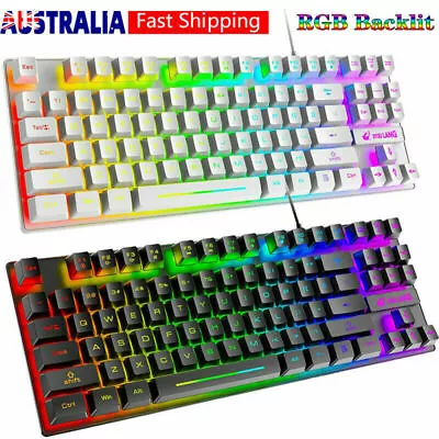 $11.90 • Buy 80% Layout RGB Backlit Mechanical Feel Wired Gaming Keyboard For PC PS4 Laptop