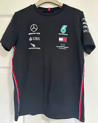 MERCEDES AMG PETRONAS F1 Team Black T-shirt  Size 164cm (very Good) • £20