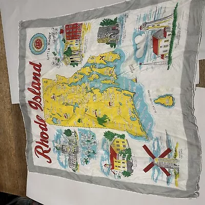 Vintage Rhode Island Souvenir Scarf Sheer Map New England • $23.99