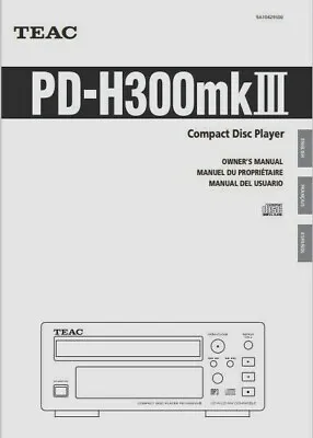 £5.99 • Buy TEAC PD-H300mk3 - Compact Disc CD Player - Operating Instructions - USER MANUAL