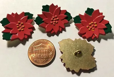 $6.49 • Buy 4 JHB Red Green Poinsettia Metal Shank Buttons 29.5mm Just Over 1 1/8  11210