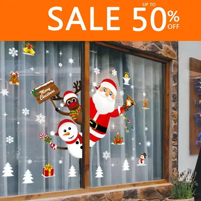 £2.96 • Buy Christmas Santa Removable Window Stickers Xmas Art Decal Wall Home Shop Decor UK