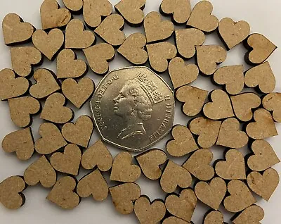 200x Mini Wooden Heart Shapes Laser Cut Blank Embellishments Craft 10 X 10mm MDF • £3.65