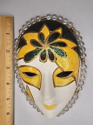 Ceramic Painted Mardi Gras Hanging Wall Mask • $19.95