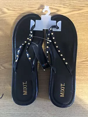 Mixit 10 Women’s Flip Flops Sandals Shoes Black Retail $20 (apt-1065) • $7.46