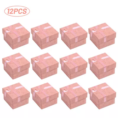 Bulk 12pc Square Jewelry Earring Ring Gift Display Paper Cardboard Boxes 4 Color • $10.20