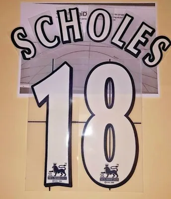 Manchester United Scholes #18 PREMIER LEAGUE 97-06 White Name/Number Set +label • $15.99
