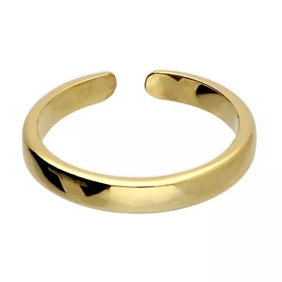 9ct Yellow Gold On Silver Plain Toe Ring - Adjustable - Ladies • £12.95