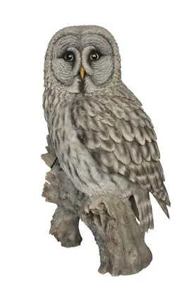 Large Gray Owl Resin Garden Statue Bird Decoration Home Backyard Decor • £138.97