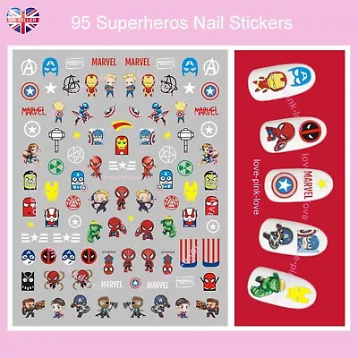 🌸 SUPERHEROS 95 3D Nail Art Stickers Decals Transfers Kawaii UK SELLER 🌸 • £2.99