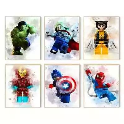 LEGO SUPERHERO Wall Art Canvas Picture Print Movie HULK IRONMAN THOR WOLVERINE • £8.99