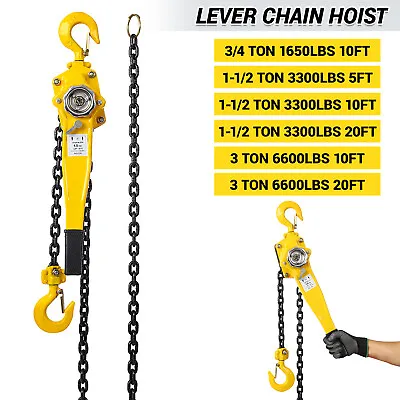 Lever Chain Hoist Ratchet Come Along Puller1650/3300/6600LBS Capacity5'/10'/20' • $79.50