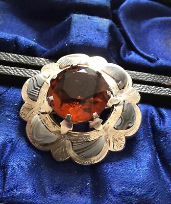 Victorian  Montrose Agate Cairngorm Silver Brooch C1890 • £60