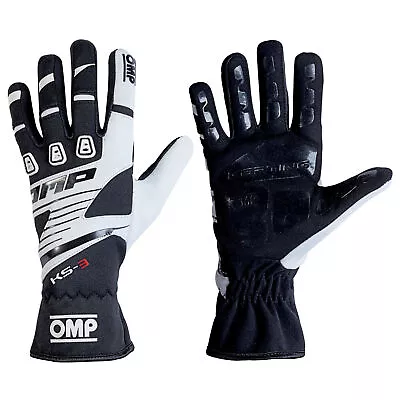 Omp Ks-3 Karting Kart Gloves Black - White  Racing Track Days Driving Gloves • $55.96