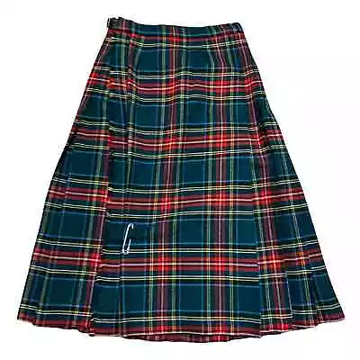 Kinloch Anderson Scotland Womens Size XS Kilt Pleated Skirt Wool Black Red Green • $28