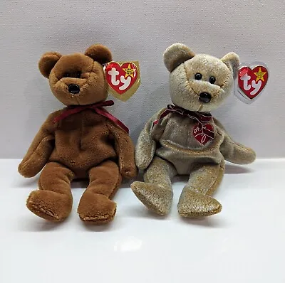 SIGNATURE DUO! Vintage Ty Retired Beanie Babies Bears  Teddy  &  1999 Signature  • $4.49