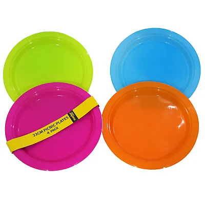 Plastic Plates 4 Pack Picnic Party Outdoor Summer Bbq Colourful Durable • £4.99