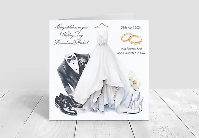 Personalised Wedding Day Card Son Daughter In Law Special Couple • £3.90