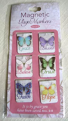 Christian Art Gifts Magnetic Butterfly Page Markers Bookmarkers • $7.50