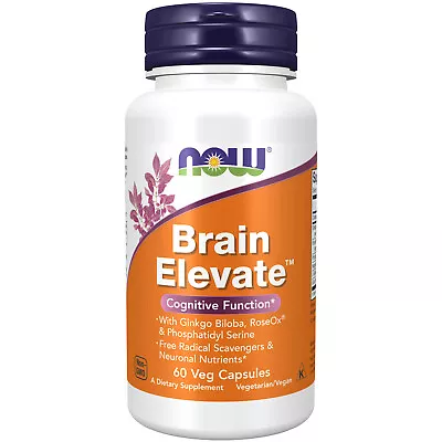 NOW FOODS Brain Elevate - 60 Veg Caps Clearance For Best By 07/2024 • $14.99