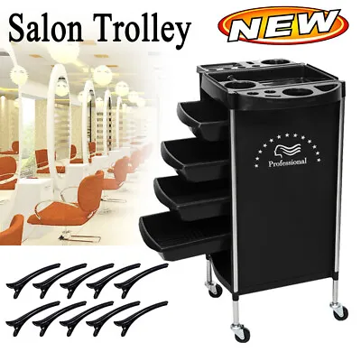 4 Drawer Salon Hairdresser Trolley Beauty Barber Storage Basket Rolling Cart UK • £39.99