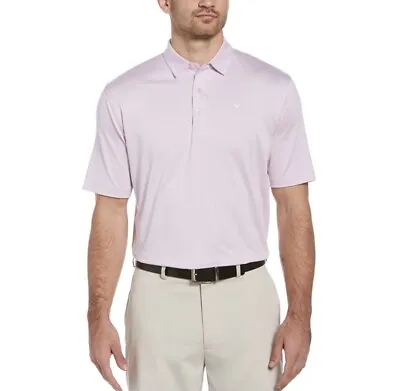 Callaway  Polo Shirt Moisture Wicking Sz Large Party Pink Heather Stripe • $23.95