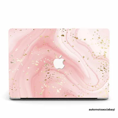 Girl's Pink Gold Marble Case For Macbook M1 M2 M3 Pro 16 14 Air 15 13 11 12 Inch • £7.80