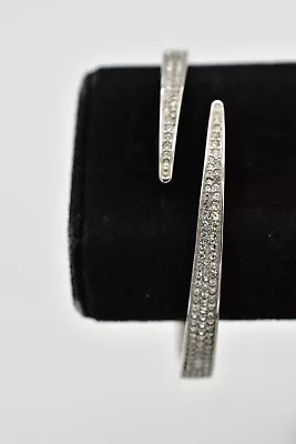 Michael Kors Crystal Bracelet Bangle Hinged Pave Rhinestone Silver Signed Bin4 • $39.96
