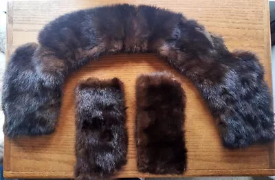 Genuine Vintage Mink Fur Rich Brown Cuffs And Collar - Beautiful • $8.99