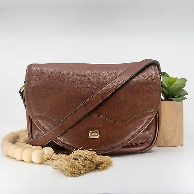 $120 • Buy Vintage OROTON Brown Genuine Leather Crossbody Bag - Adjustable Length