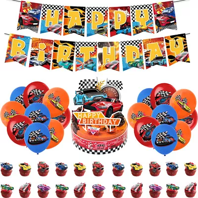 F1 Racing Car Kart Motor Birthday Banner Bunting Balloon Cake Topper Party Decor • $12.16