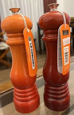 NEW Le Creuset Classic Salt & Pepper Mill Set - Volcanic And Cerise Red Combo • £55
