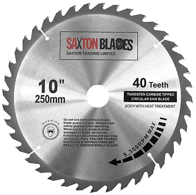 Saxton TCT Circular Saw Blade 250mm X 40T Bosch Makita Dewalt Fits 255mm Saws • £15.99