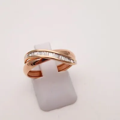 £110 • Buy 9ct Rose Gold Diamond Set Crossover Band Ring 