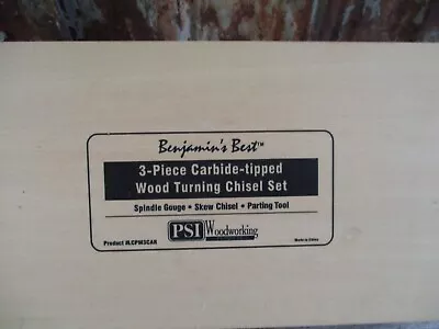  BENJAMIN'S BEST -3-PIECE CARBIDE-TIPPED WOOD TURNING CHISEL SET-NEW In WOOD BOX • $49.99