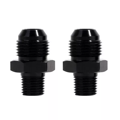 3/8  NPT To 8AN Fitting Male Straight Fittings Adapter Aluminum Black 2Pcs • $10.99