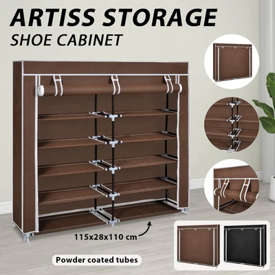 $62.99 • Buy VidaXL Shoe Cabinet With Cover Shoe Unit Organiser Storage Rack Shelf Fabric