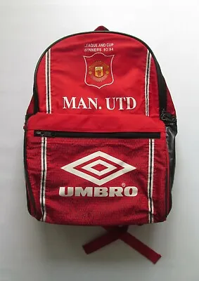 £65.99 • Buy Manchester United 1993/1994 League Cup Winners School Backpack Bag Umbro Shirt
